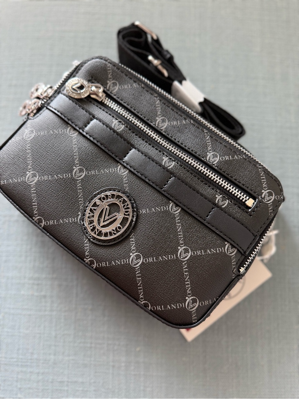 BNWT Valentino Orlandi Black Crossbody Bag with Logo Accent